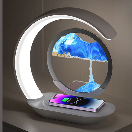 Quicksand Table Lamp With USB Wireless charger